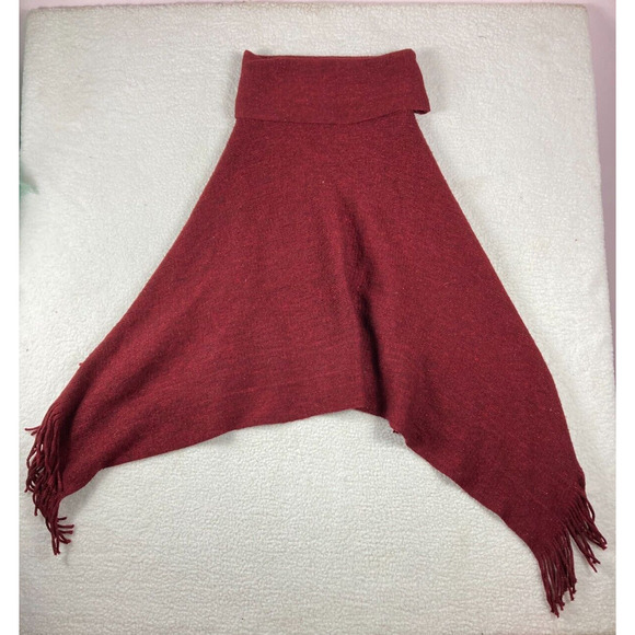 Chicos Shaw Womens OS Maroon Sweater Fringe Textured Knit Scarf Metallic Thread - Picture 5 of 12